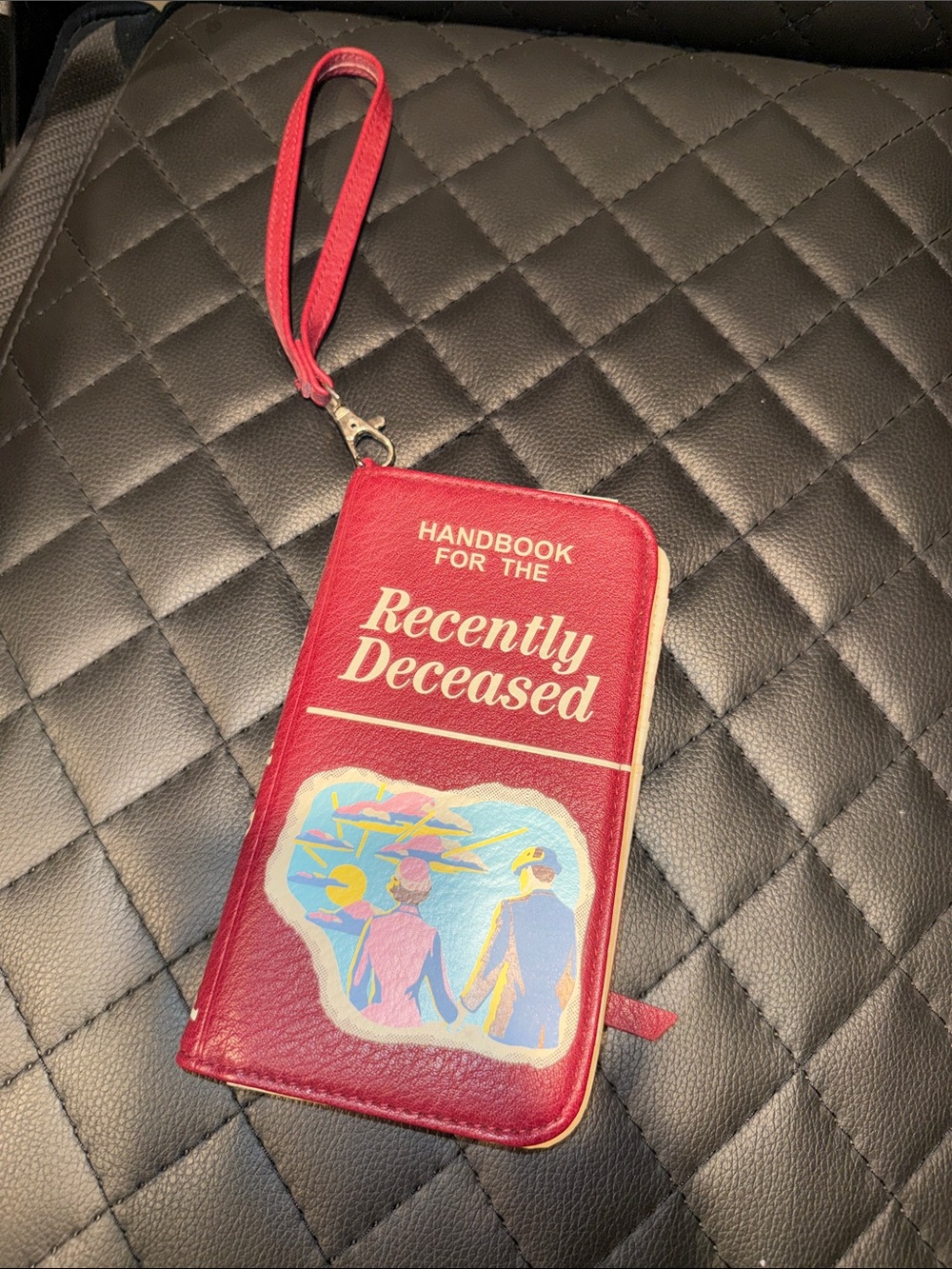 Novelty 'Handbook for the Recently Deceased' Red Wristlet Wallet